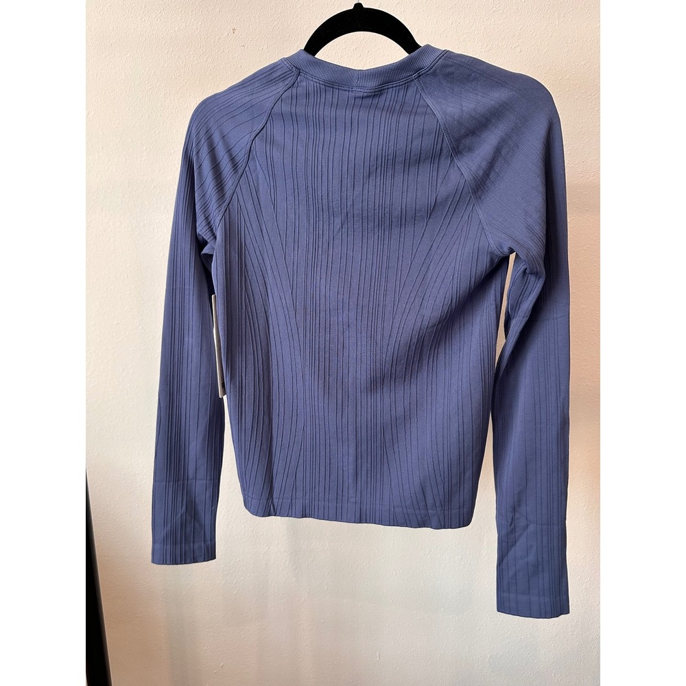 Lululemon Rest Less Pullover Blue Ribbed Long Sleeve Shirt Size 4 - Picture 5 of 5